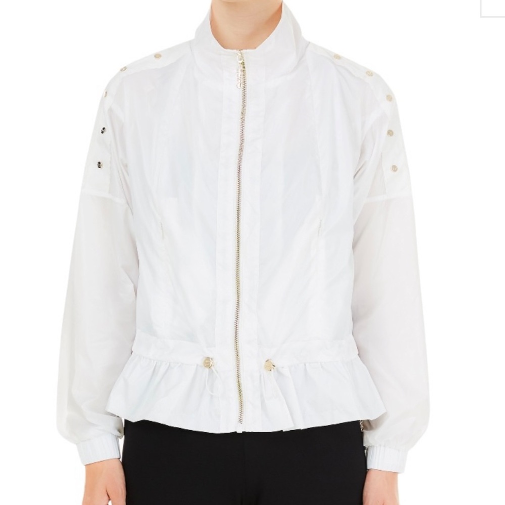 NWT Liu Jo White Nylon Bomber Jacket with Gold Accents-small